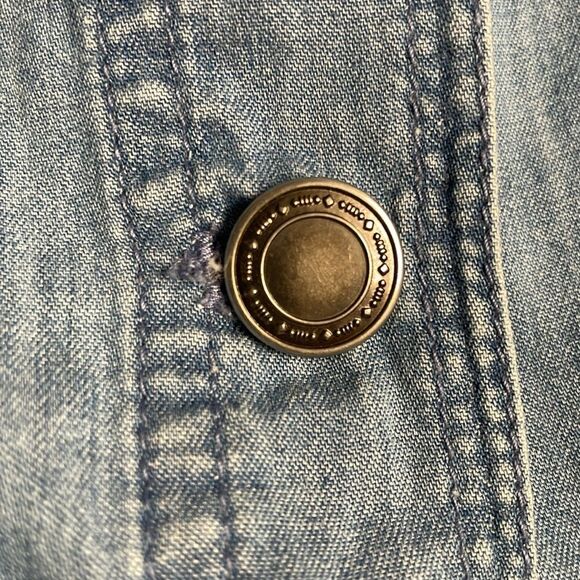 CHARTER CLUB Petite Lightweight Cotton Denim Blouse Hooded Jacket Blue SZ M - Picture 4 of 9